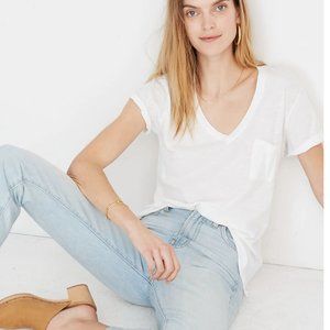New Madewell Whisper Cotton V-Neck Pocket Tee
